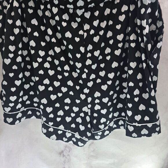 Anthropologie Pajamas Womens 2X Black White PJ Set Shorts Heart Polka Dot Button - Picture 8 of 15